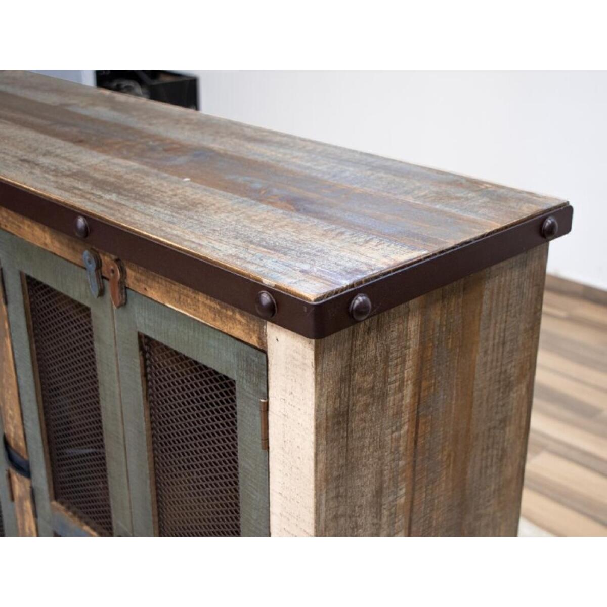 Antique 4 Iron Mesh Door 48" Console - Image 7