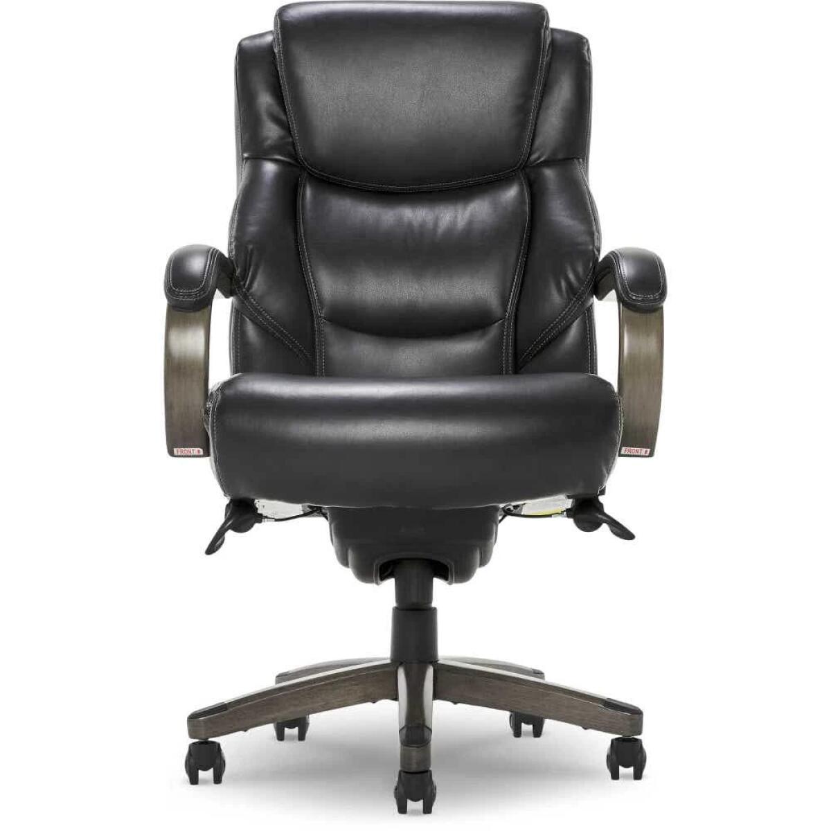 Delano Big & Tall Executive Leather Office Chair, Jet Black with Distressed Wood - 45833B-LZB - Image 3