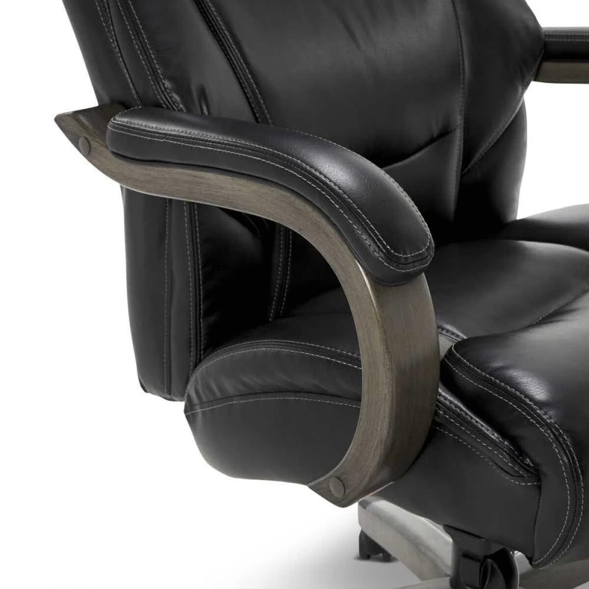 Delano Big & Tall Executive Leather Office Chair, Jet Black with Distressed Wood - 45833B-LZB - Image 10