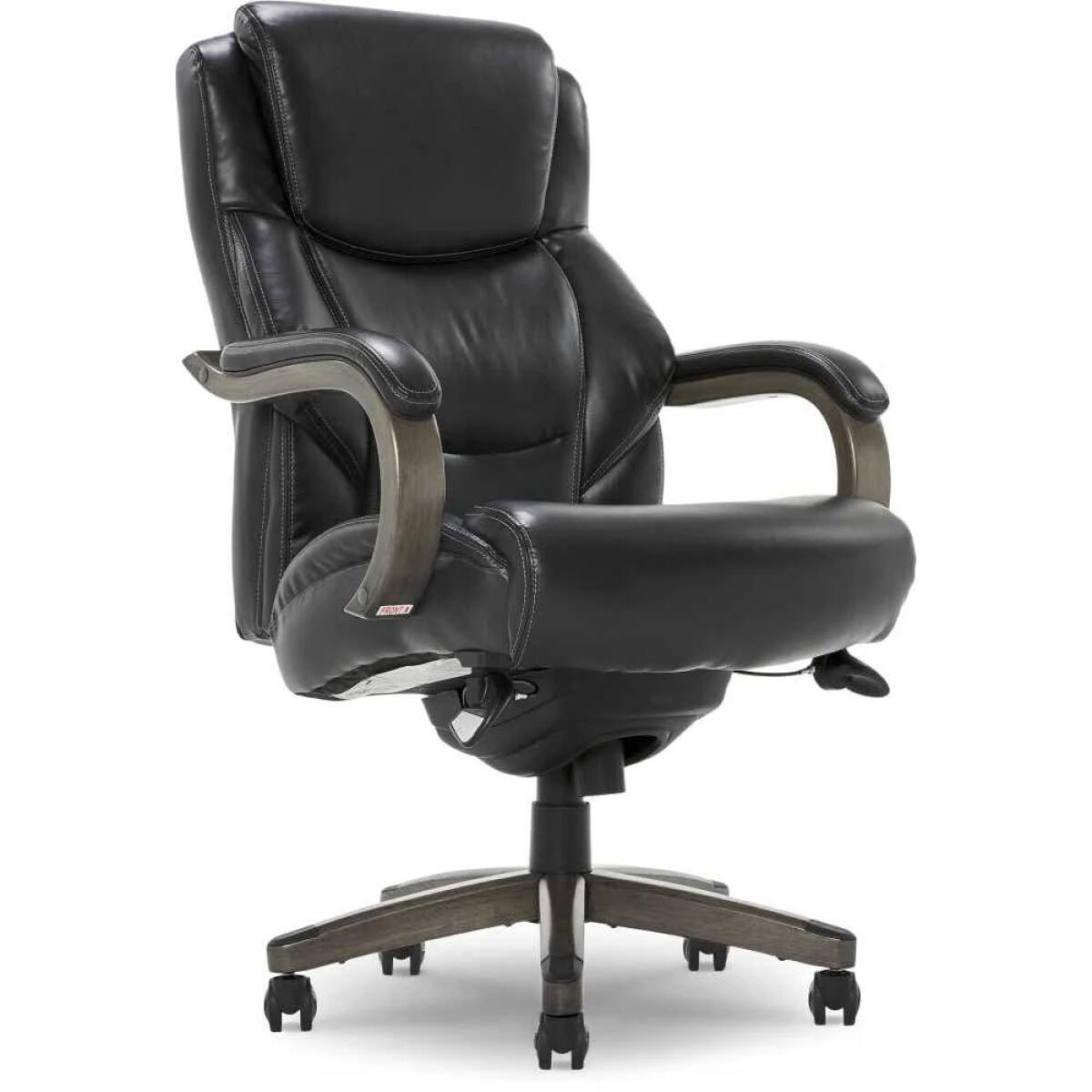 Delano Big & Tall Executive Leather Office Chair, Jet Black with Distressed Wood - 45833B-LZB - Image 4