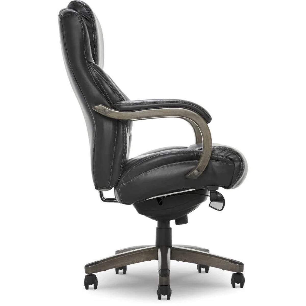 Delano Big & Tall Executive Leather Office Chair, Jet Black with Distressed Wood - 45833B-LZB - Image 5