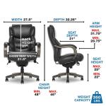 Delano Big & Tall Executive Leather Office Chair, Jet Black with Distressed Wood - 45833B-LZB - Image 14