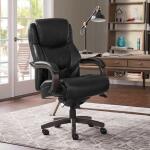Delano Big & Tall Executive Leather Office Chair, Jet Black with Distressed Wood - 45833B-LZB - Image 2