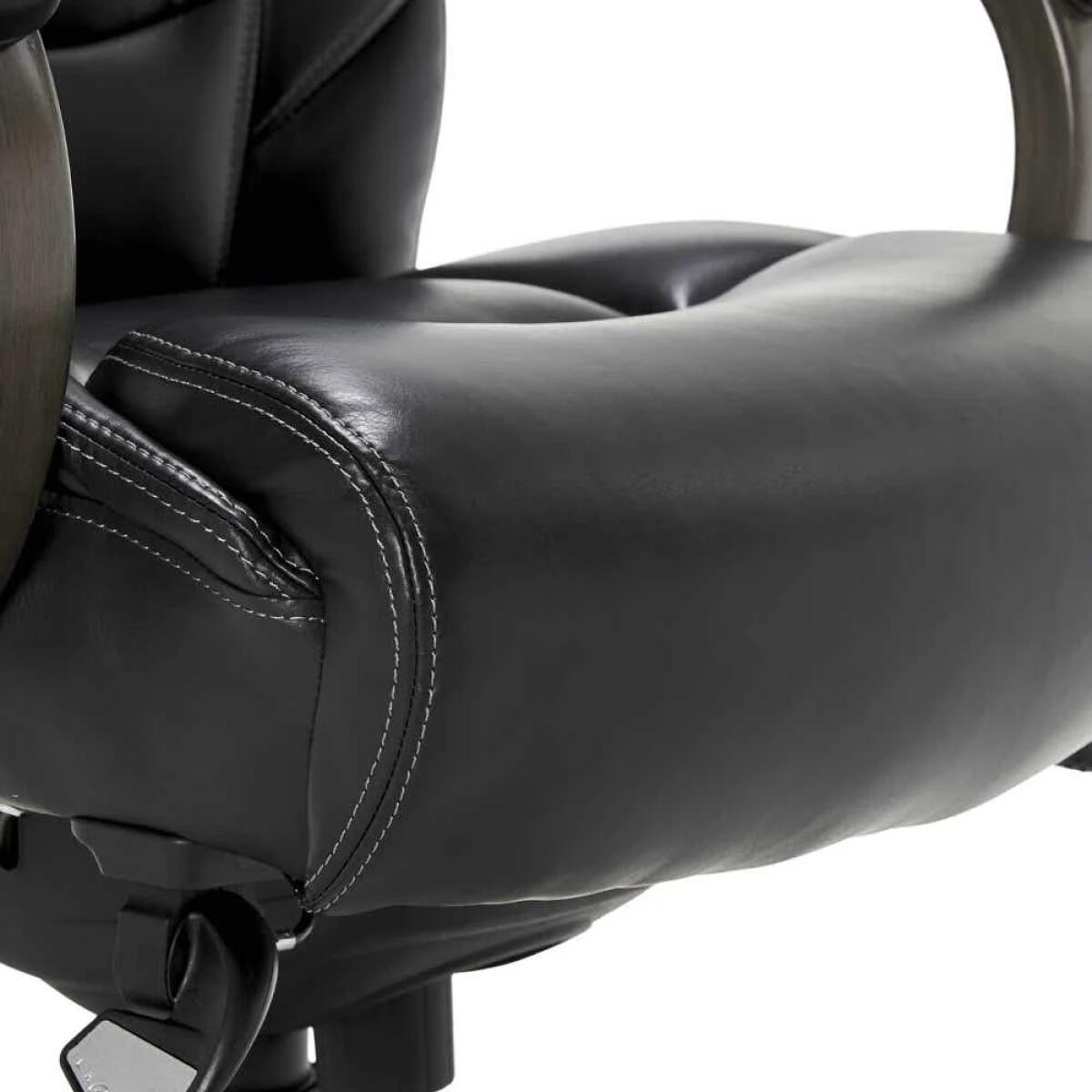 Delano Big & Tall Executive Leather Office Chair, Jet Black with Distressed Wood - 45833B-LZB - Image 11