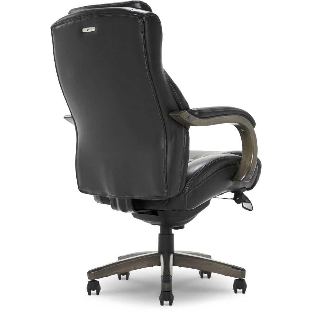 Delano Big & Tall Executive Leather Office Chair, Jet Black with Distressed Wood - 45833B-LZB - Image 6