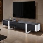 Leknes TV Stand Black w/ Silver Frame